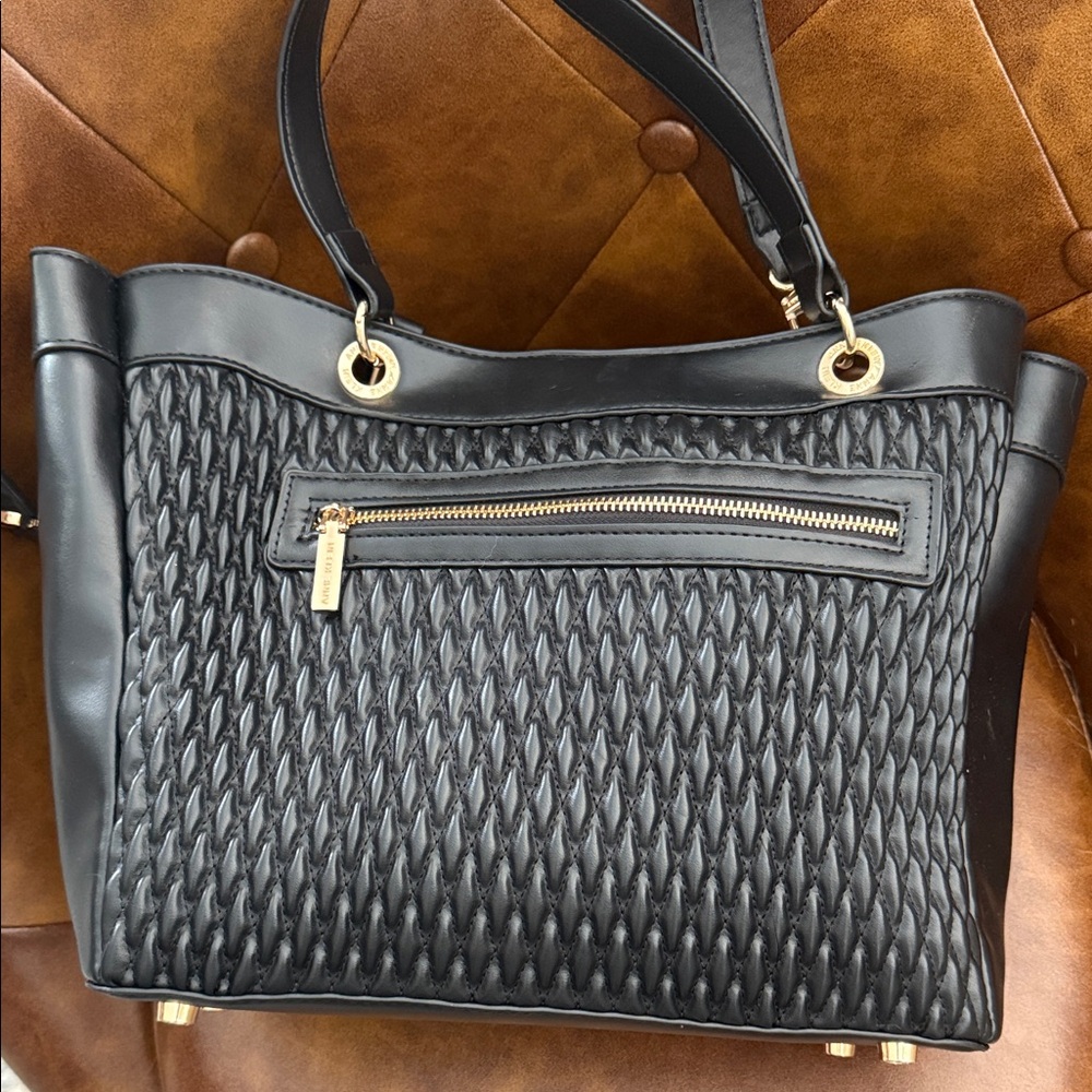 Anne Klein Black Tote with Gold Details